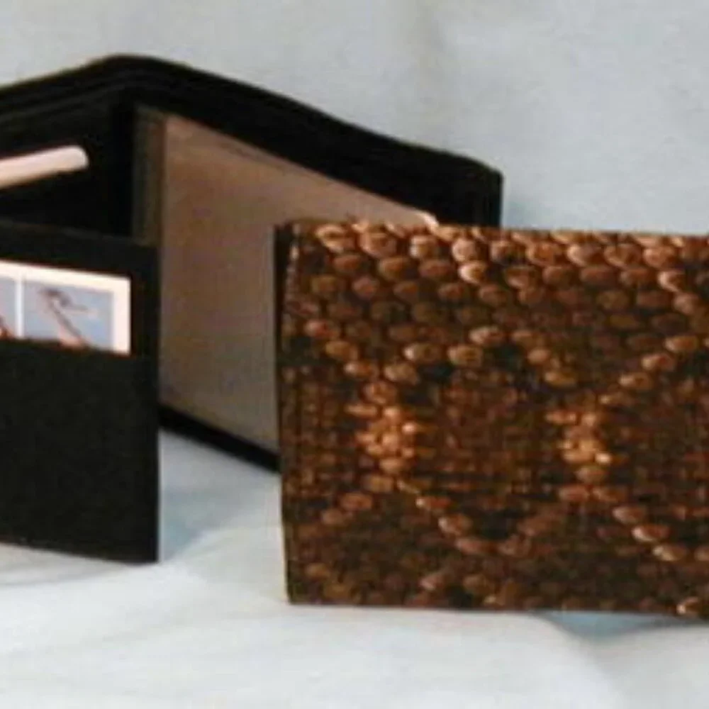 Real Rattlesnake Skin Wallet: Bifold